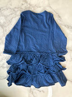 Charger l&#39;image dans la galerie, Robe Petit Bateau bleu à pois blanc froufrous 12 mois
