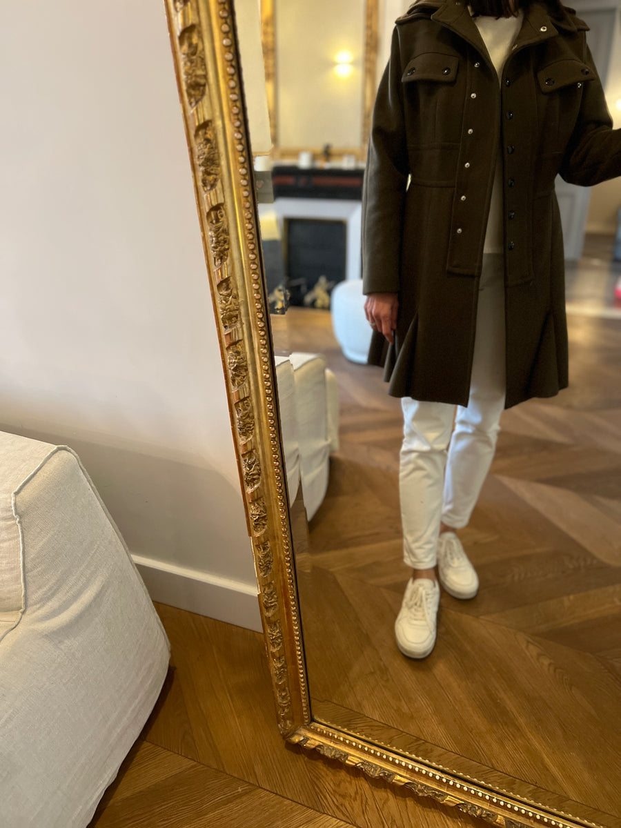 Manteau D'Hiver Long Sonia Rykiel 100% Laine - Gris Chiné Taille XL - État Parfait