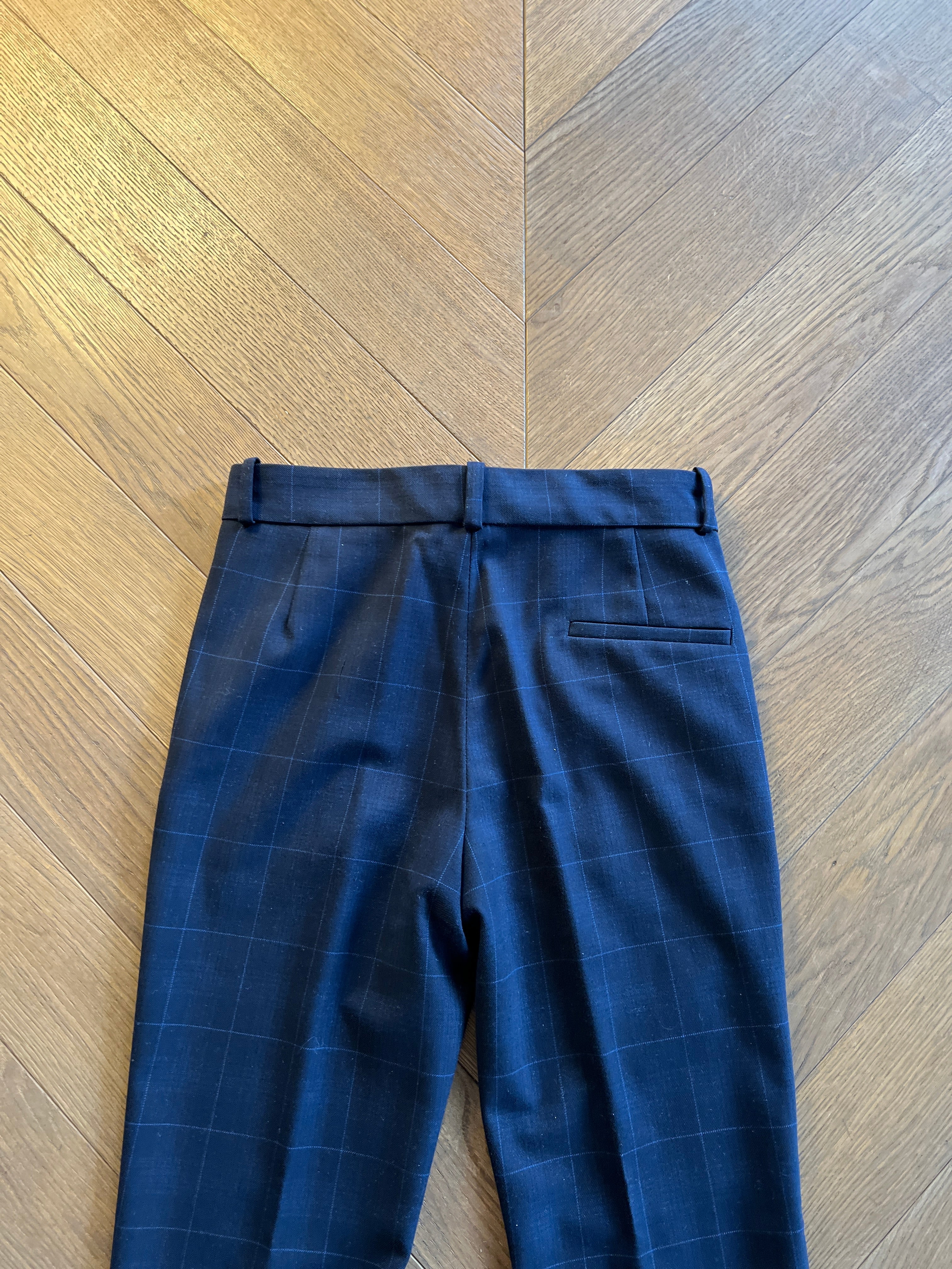 Pantalon Maje bleu marine à carreaux fondus