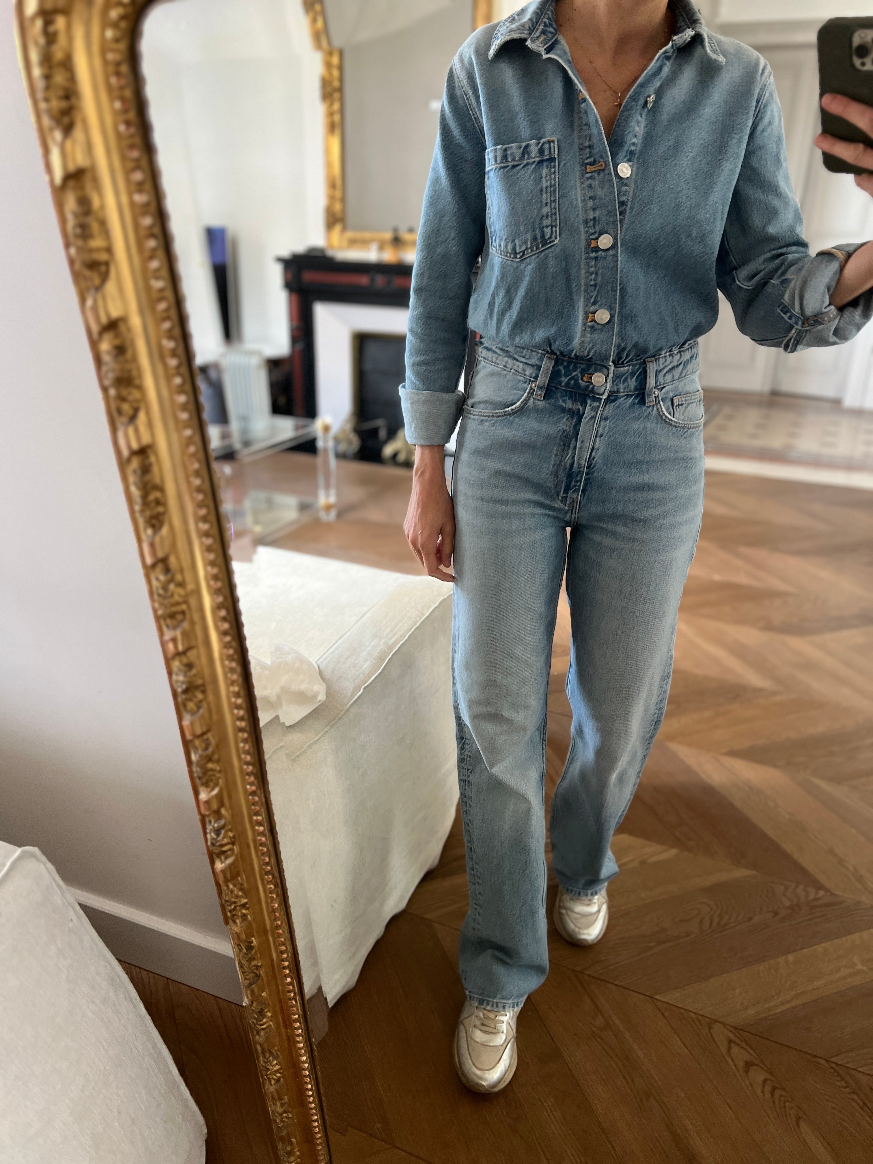 Combinaison en jean Zara bleu clair
