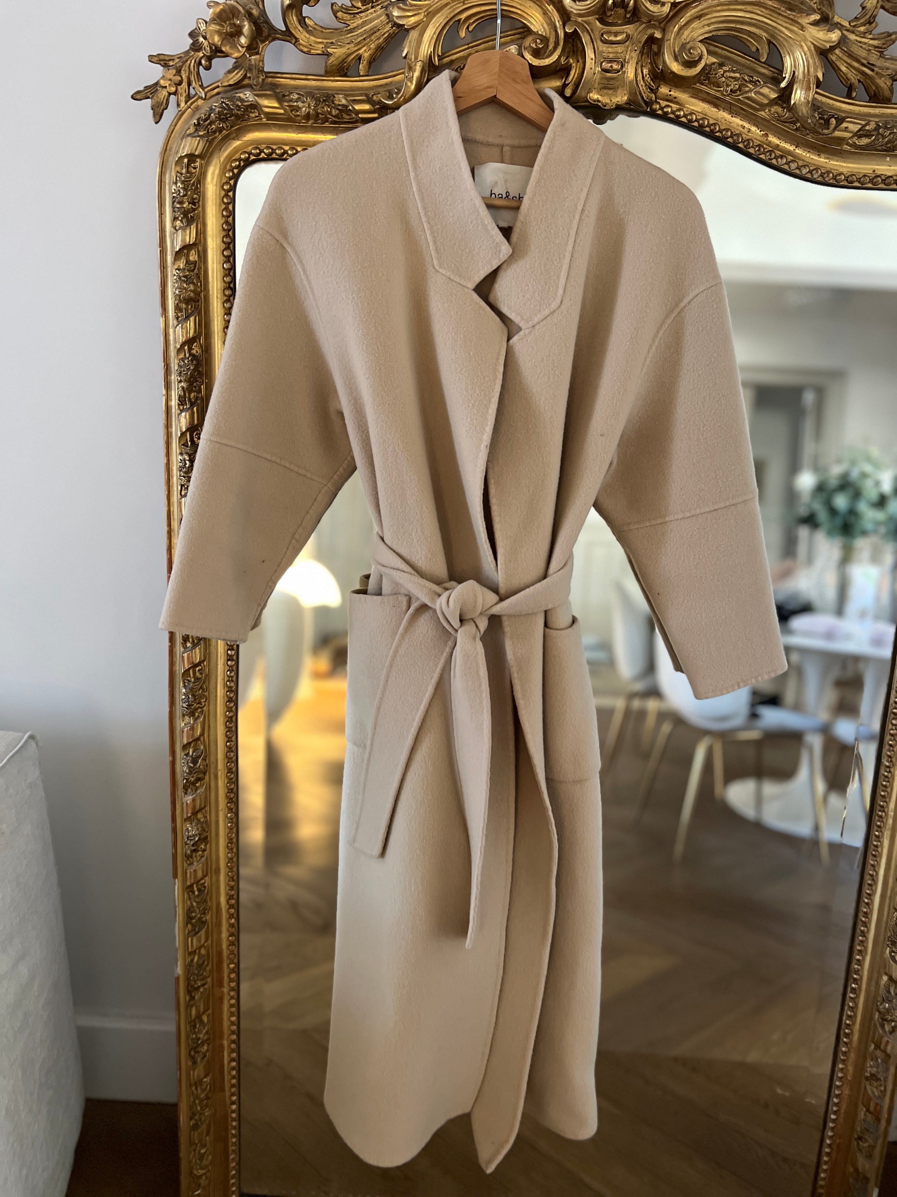 Ba&sh - Manteau long beige ceinturé