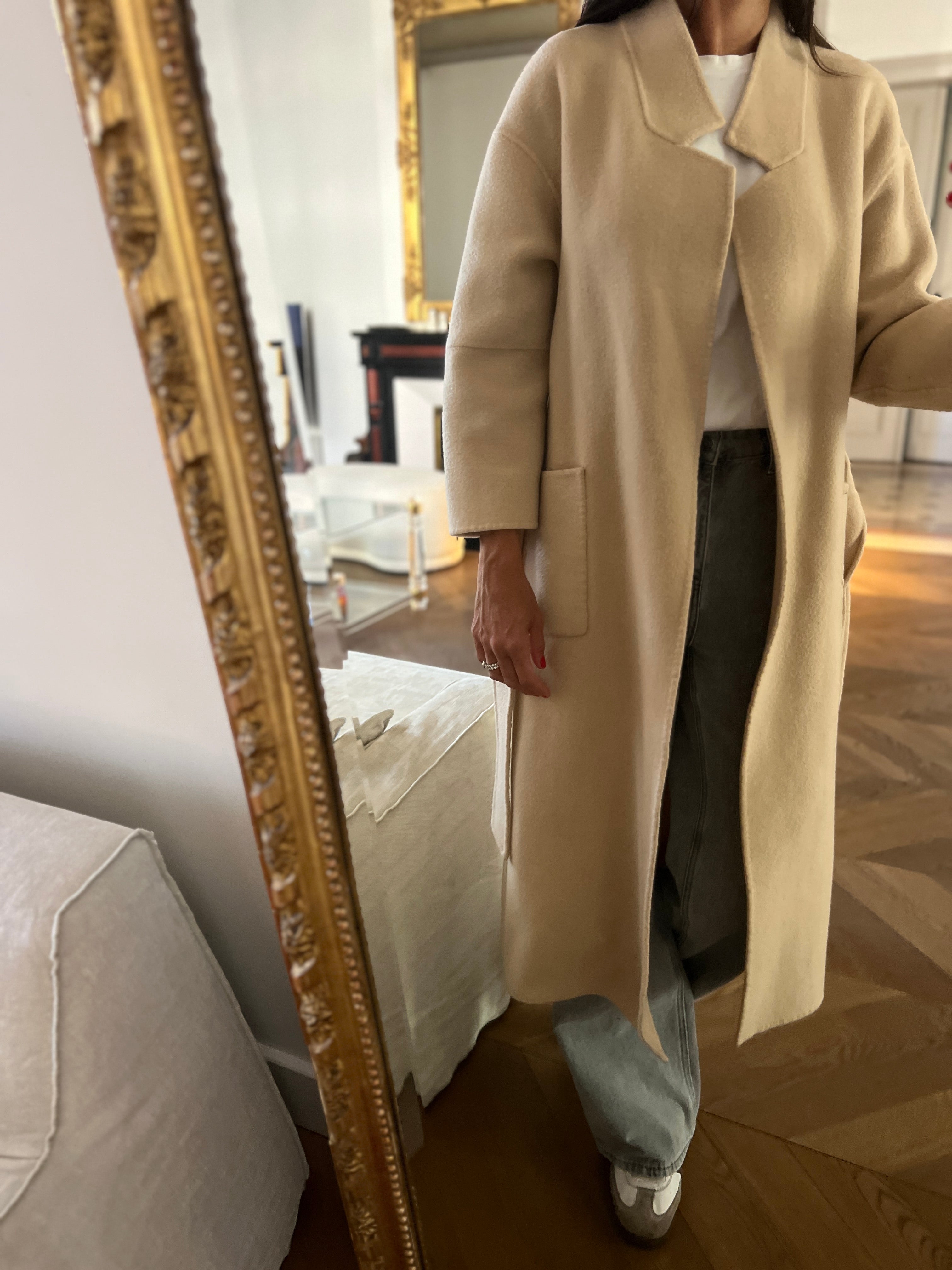 Ba&sh - Manteau long beige ceinturé