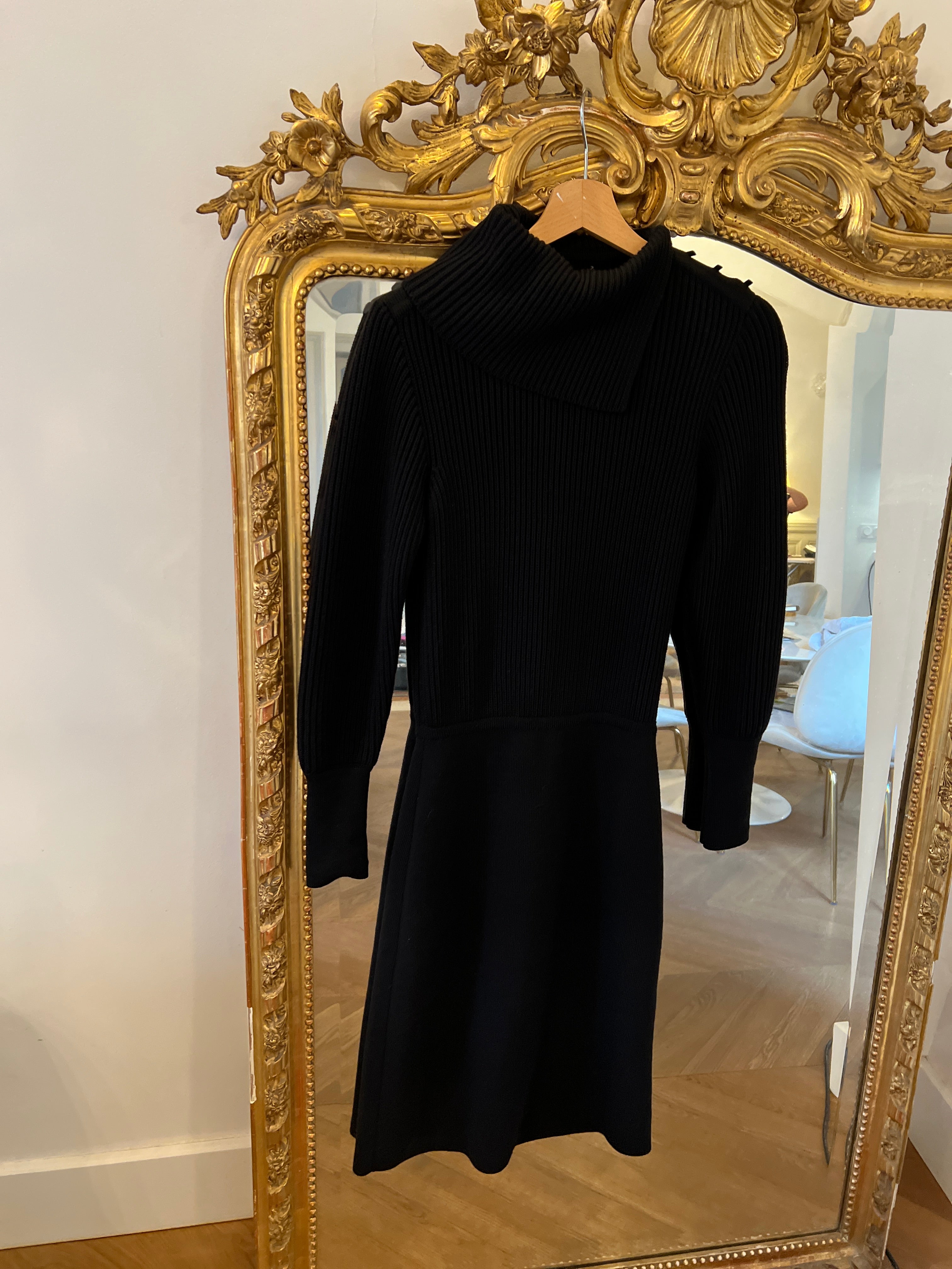 Robe Alaia longue en laine noire