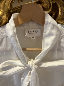 Blouse Sézane blanche avec noeud