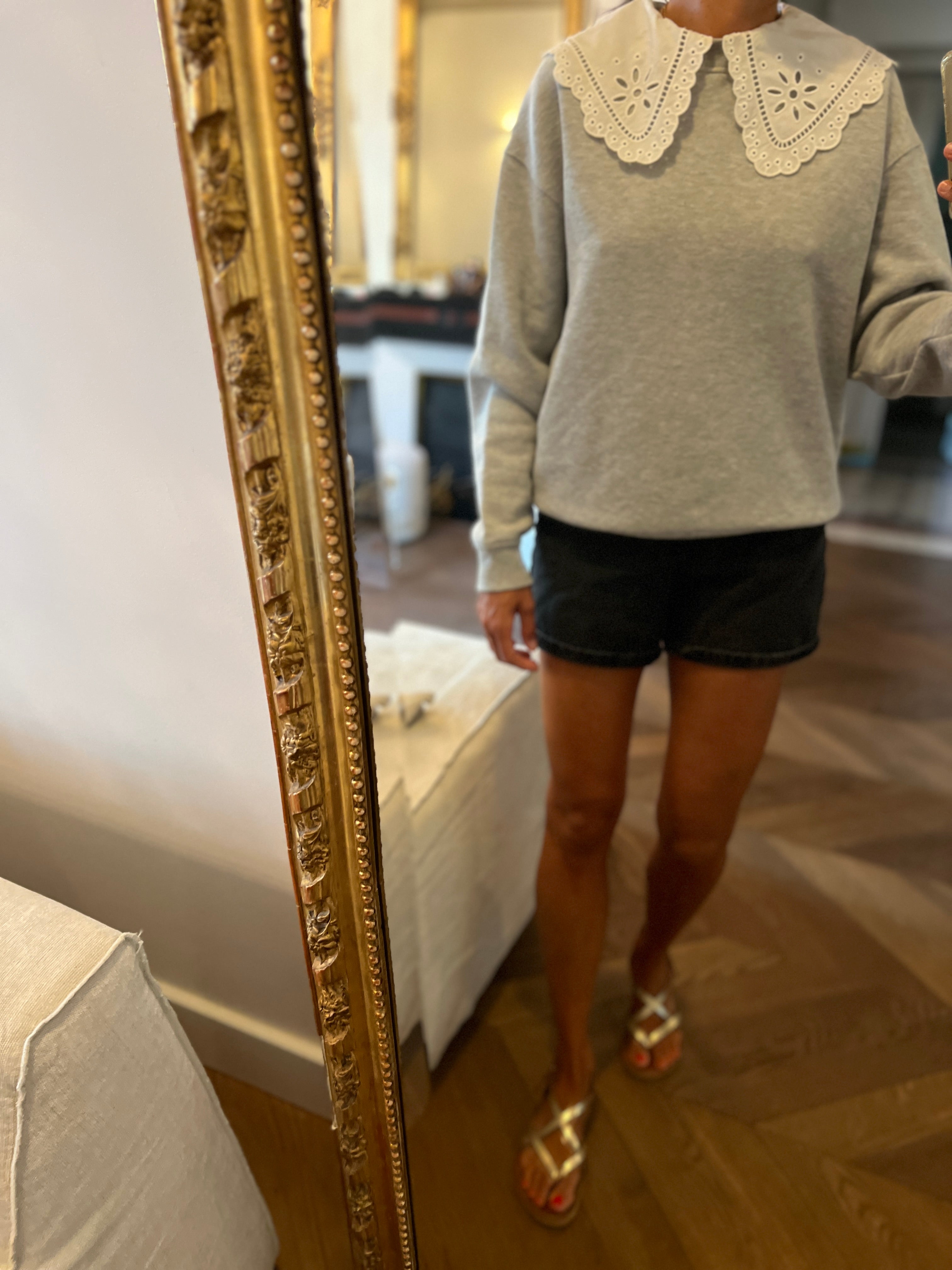 Sweat Claudie Pierlot gris col blanc