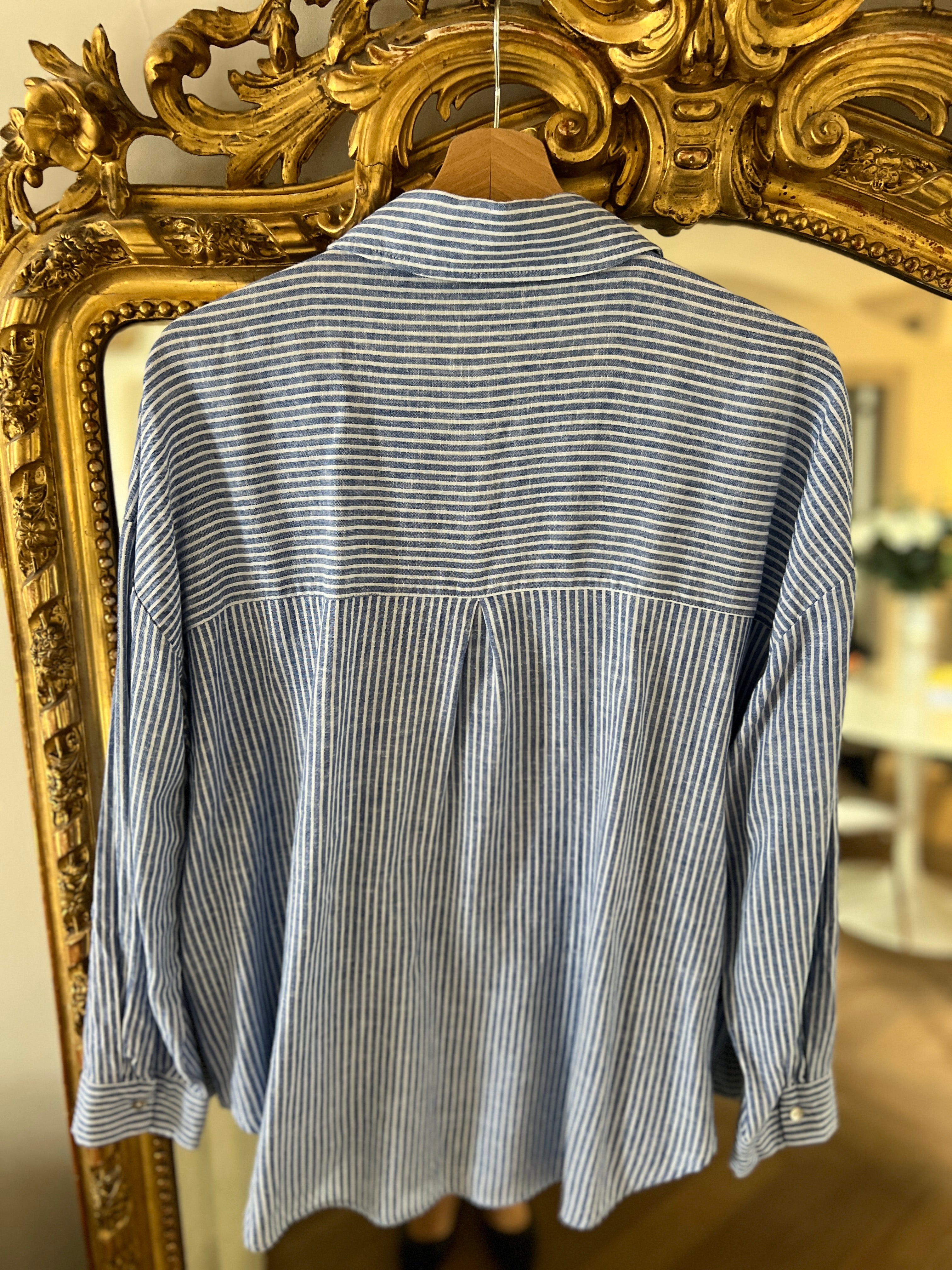 Chemise Zara bleu à rayures avec poche