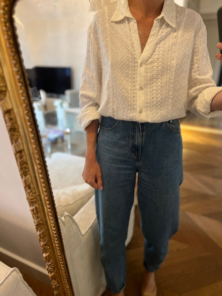 Chemise Zara blanche broderie anglaise - Main Image