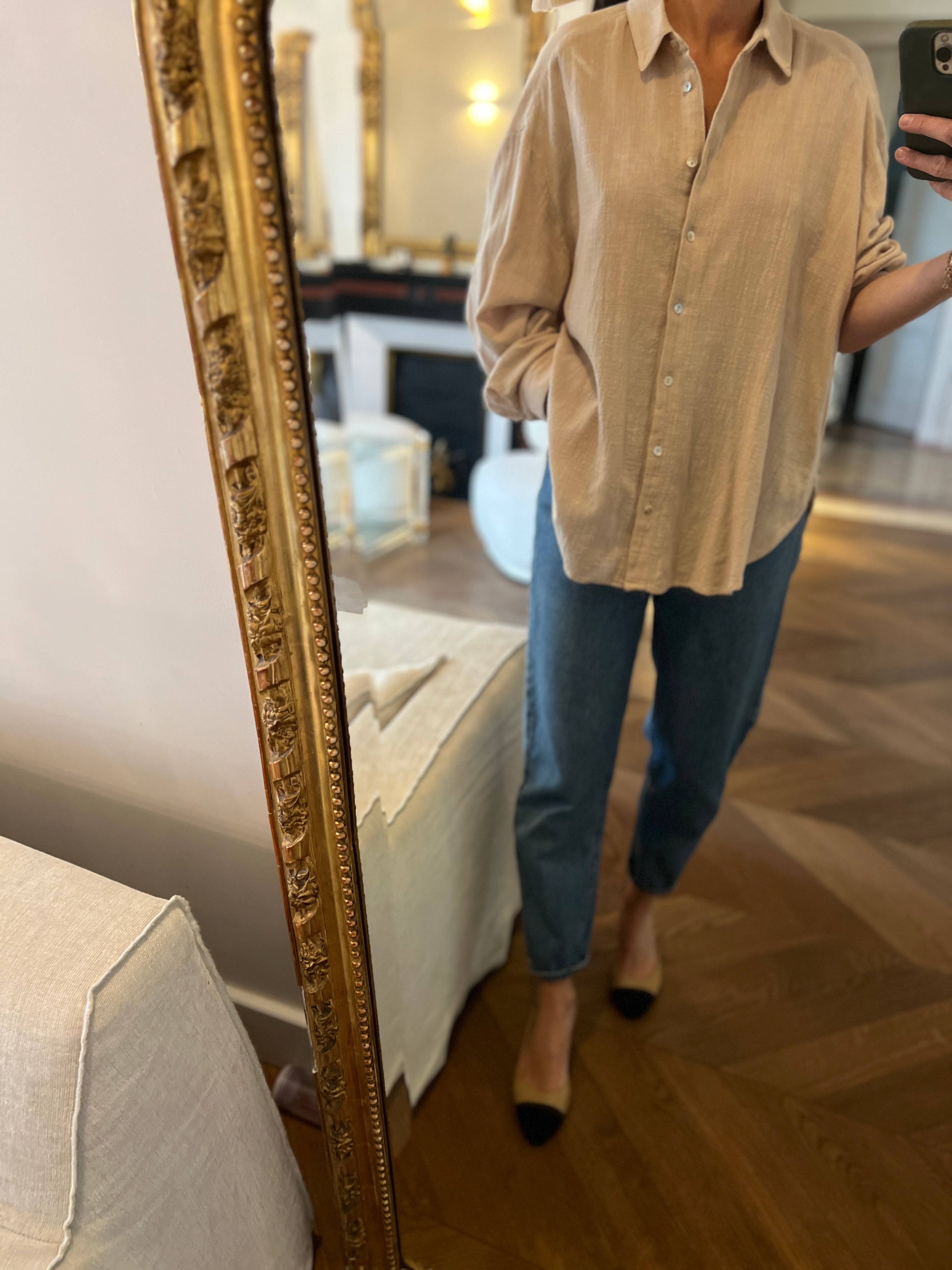 Chemise Zara en lin Beige