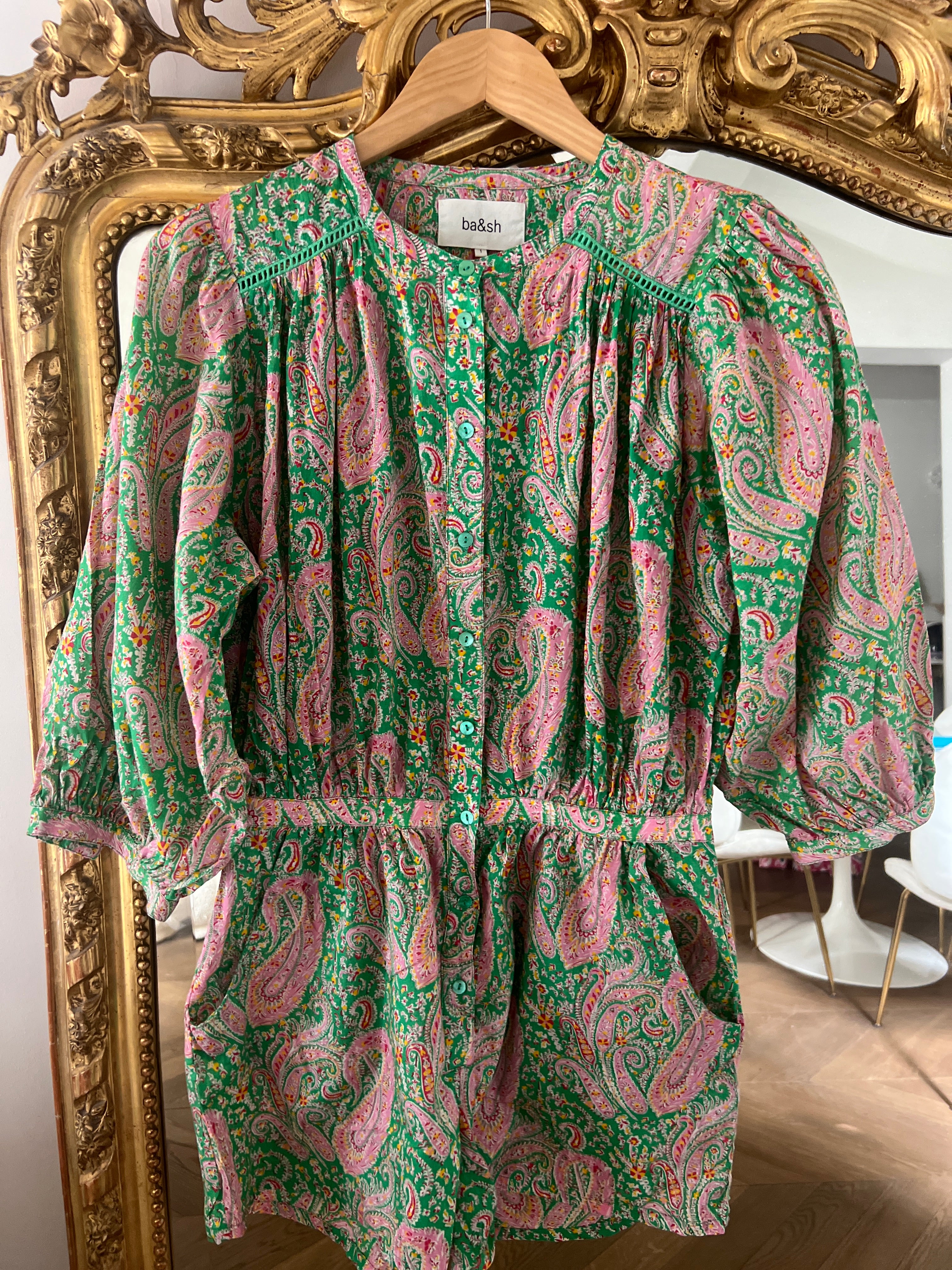 Combishort Ba&sh colorée verte et rose