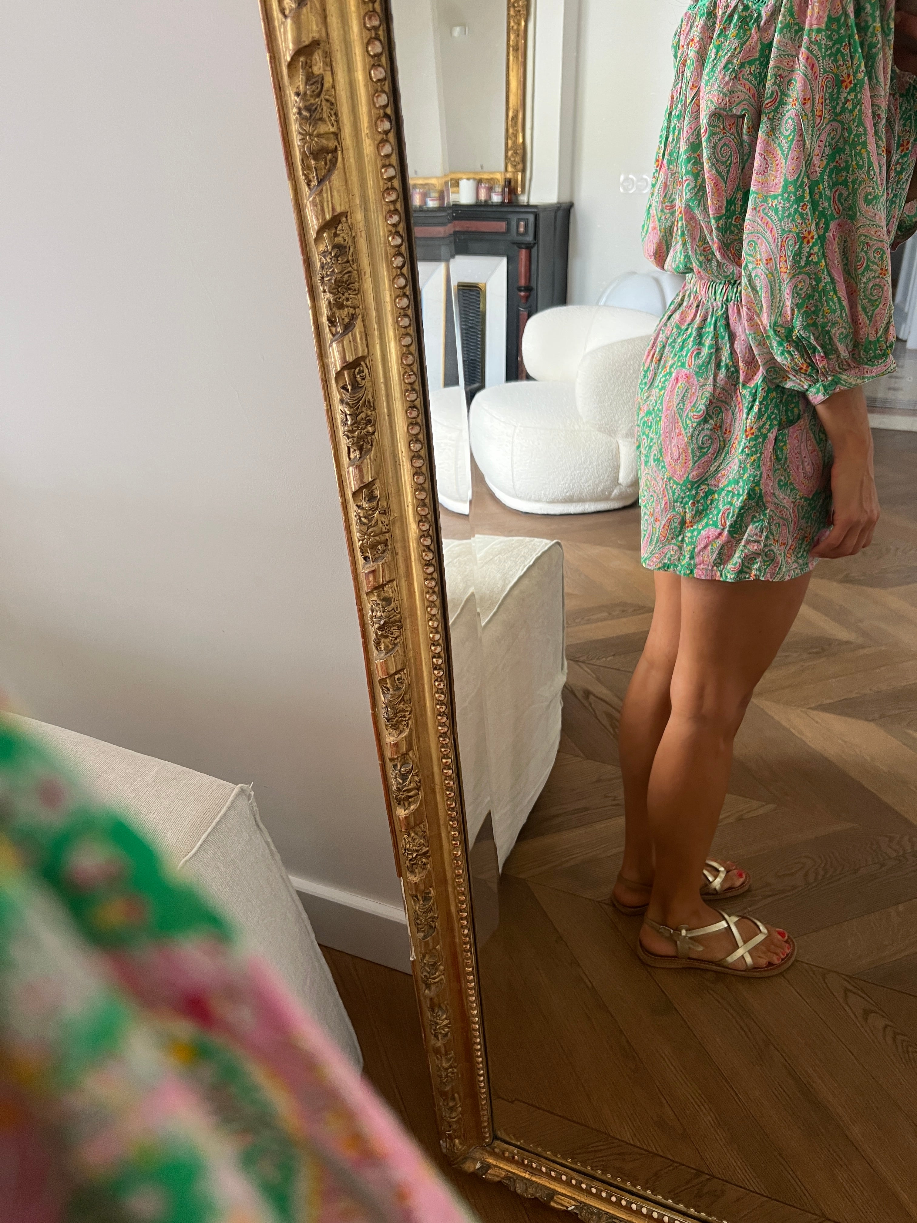 Combishort Ba&sh colorée verte et rose