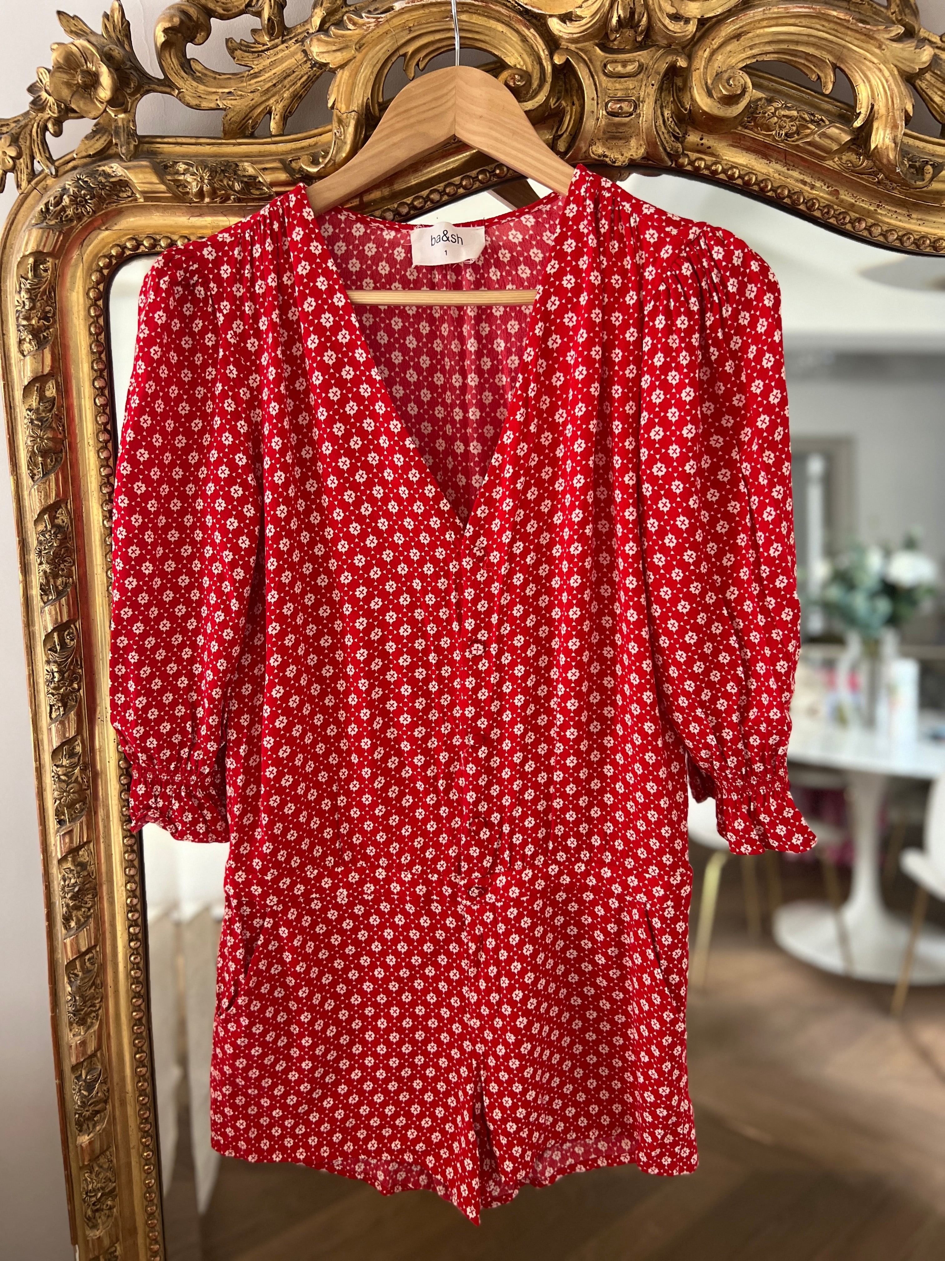 Combishort Ba&sh Choopa rouge à motifs