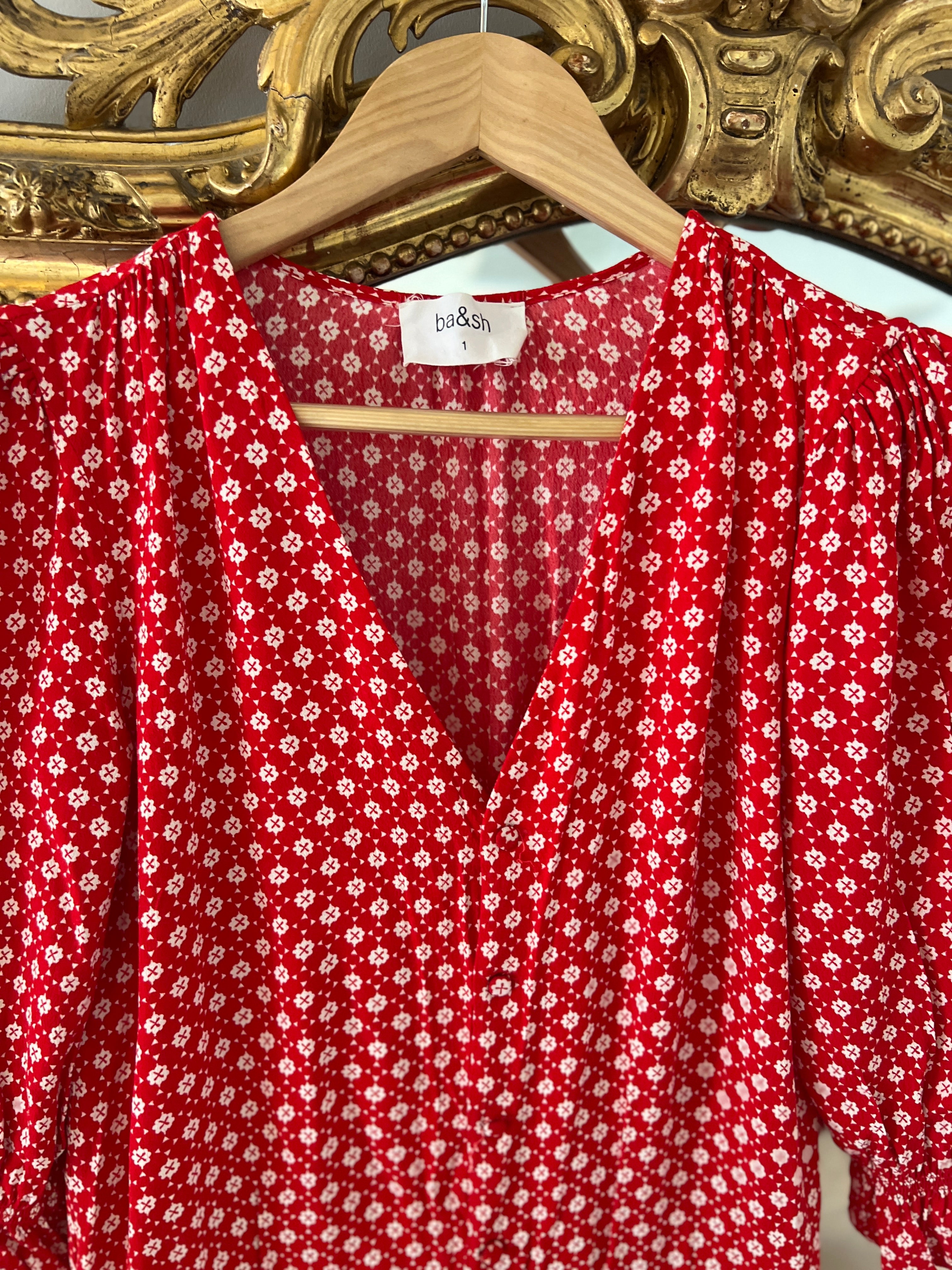 Combishort Ba&sh Choopa rouge à motifs