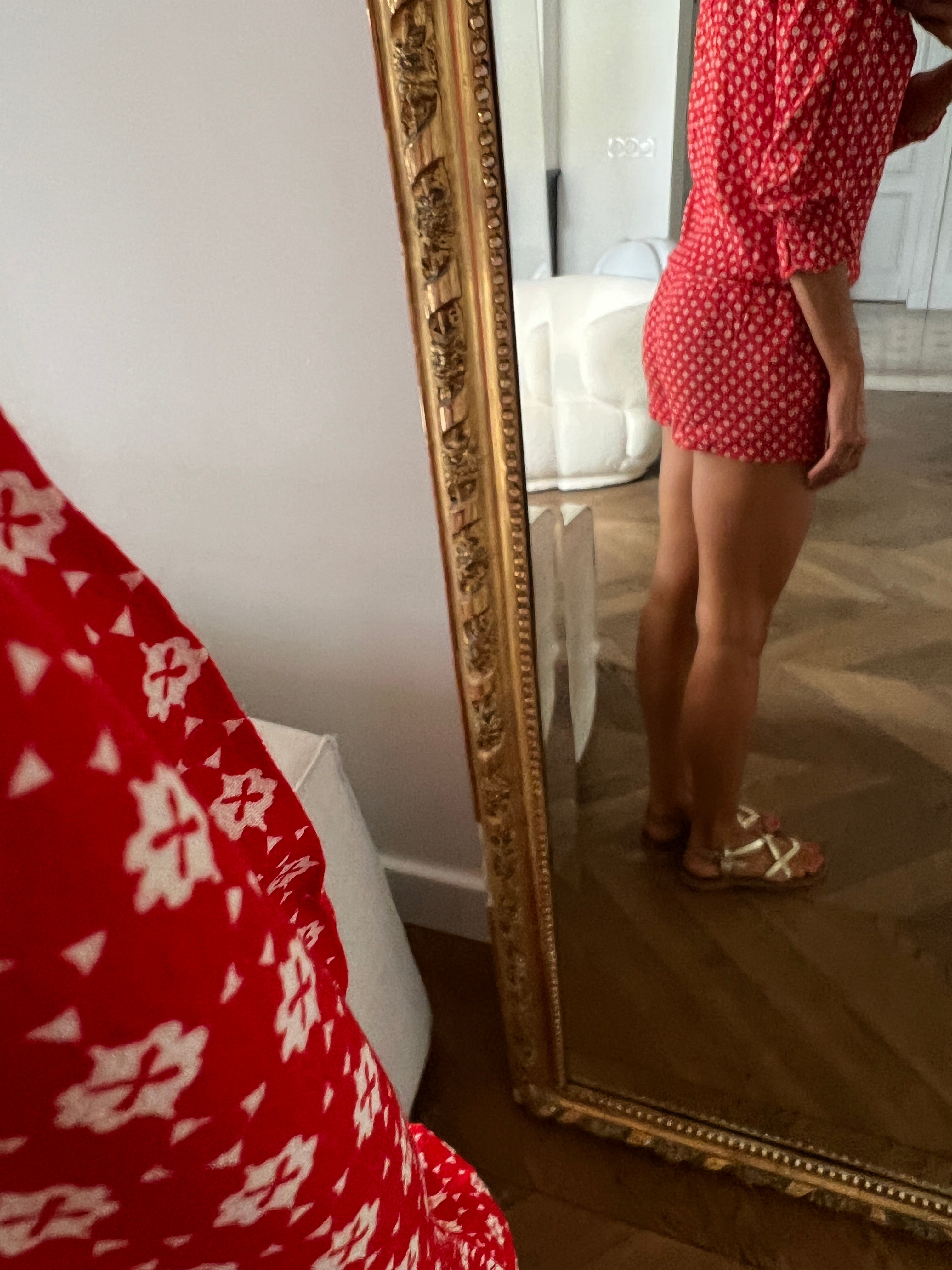 Combishort Ba&sh Choopa rouge à motifs