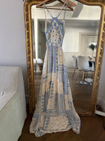 Charger l'image dans la galerie, Robe longue Ba&amp;sh ecrue motifs bleus
