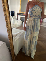 Charger l'image dans la galerie, Robe longue Ba&amp;sh ecrue motifs bleus
