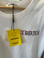 Charger l'image dans la galerie, Sandro - T-shirt blanc smile coton biologique neuf avec étiquettes
