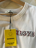 Charger l'image dans la galerie, Sandro - T-shirt blanc smile coton biologique neuf avec étiquettes
