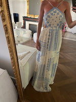 Charger l'image dans la galerie, Robe longue Ba&amp;sh ecrue motifs bleus
