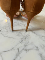 Charger l'image dans la galerie, Lucie Gabossi - Aquazzura Sandales talon daim camel boucles Pointure 39
