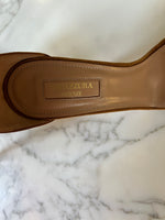 Charger l'image dans la galerie, Lucie Gabossi - Aquazzura Sandales talon daim camel boucles Pointure 39
