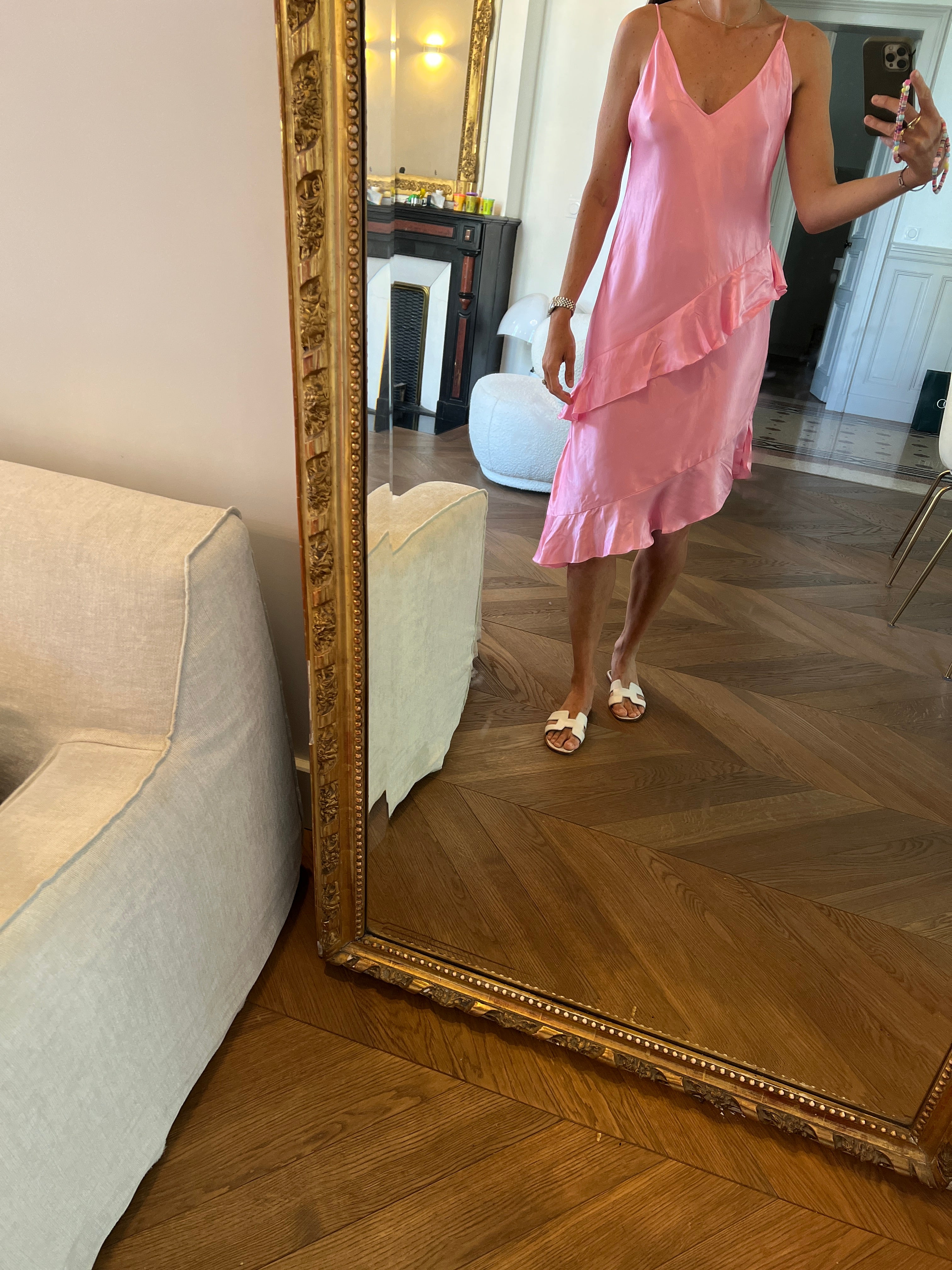 Robe rose satinée H&M neuve