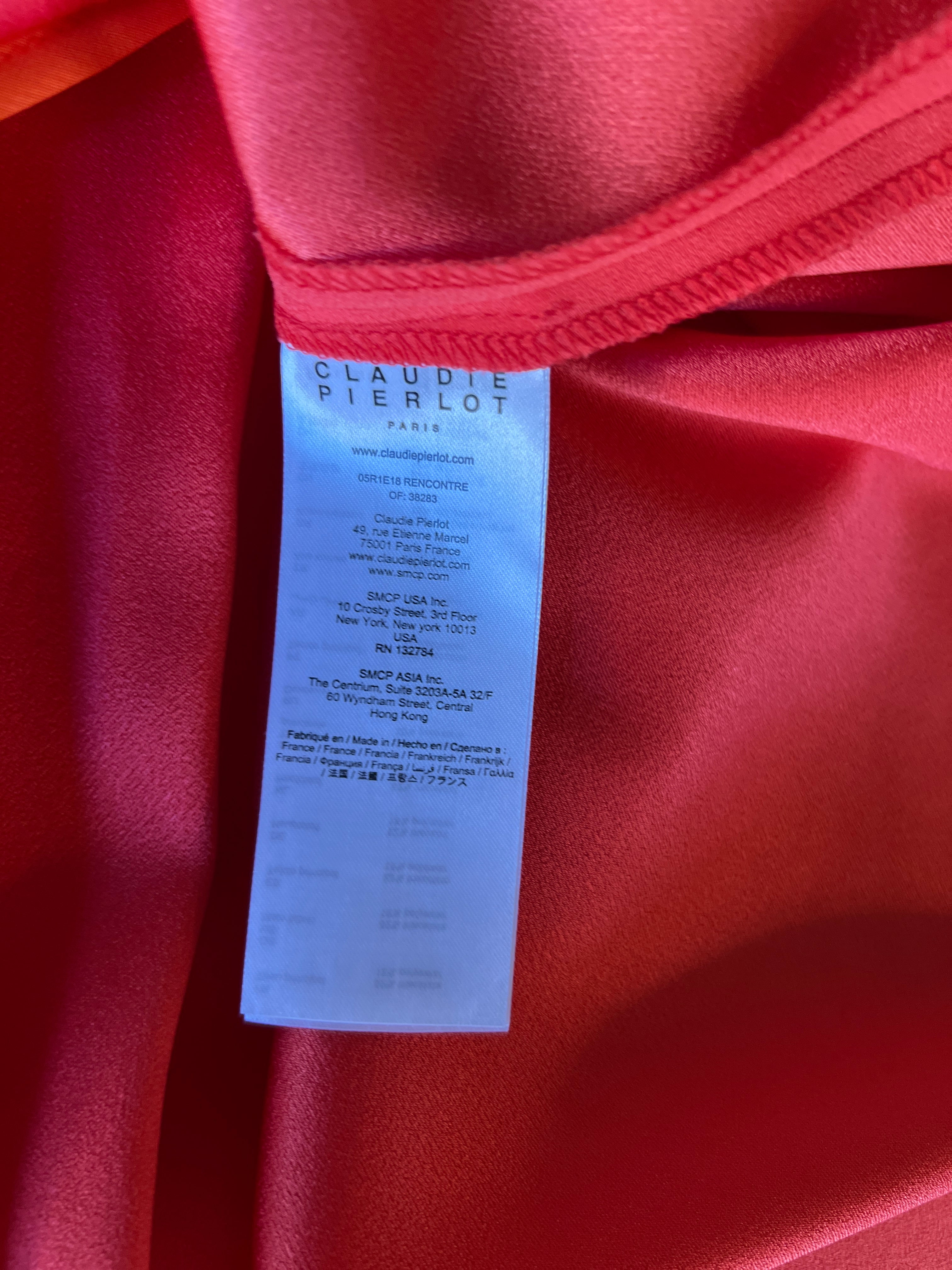Robe Claudie Pierlot rouge Rencontre avec noeud