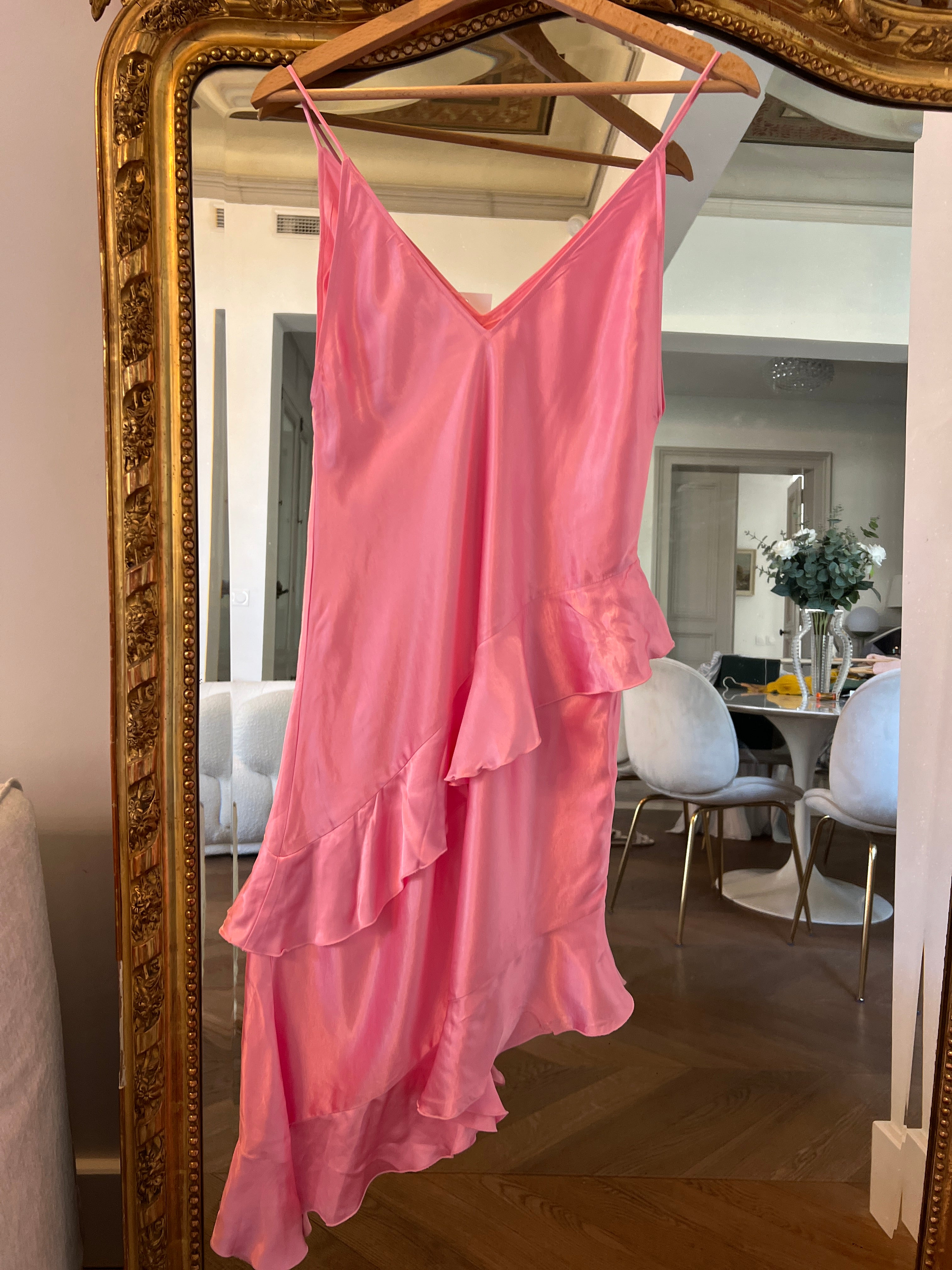 Robe rose satinée H&M neuve