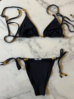 Charger l'image dans la galerie, Lucie Gabossi - Chichi Castelango Paris Maillot de bain deux pièces Oxana noir à perles
