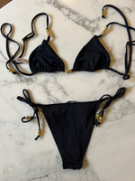 Charger l'image dans la galerie, Lucie Gabossi - Chichi Castelango Paris Maillot de bain deux pièces Oxana noir à perles
