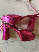 Charger l'image dans la galerie, Flora Coquerel - BV Sandales à talons rose metallisé P.40

