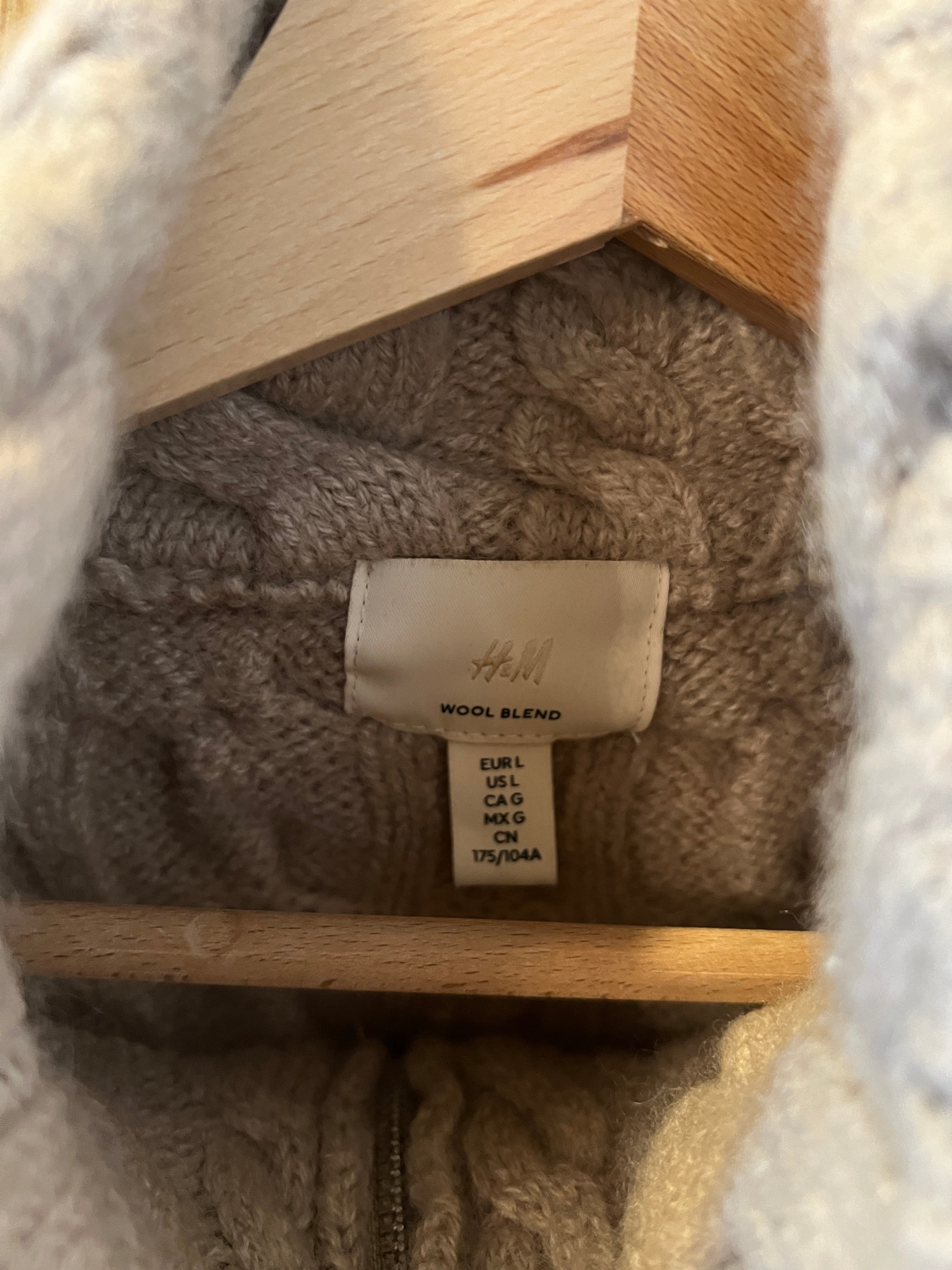 Pull H&M beige avec fermeture eclair wool blend