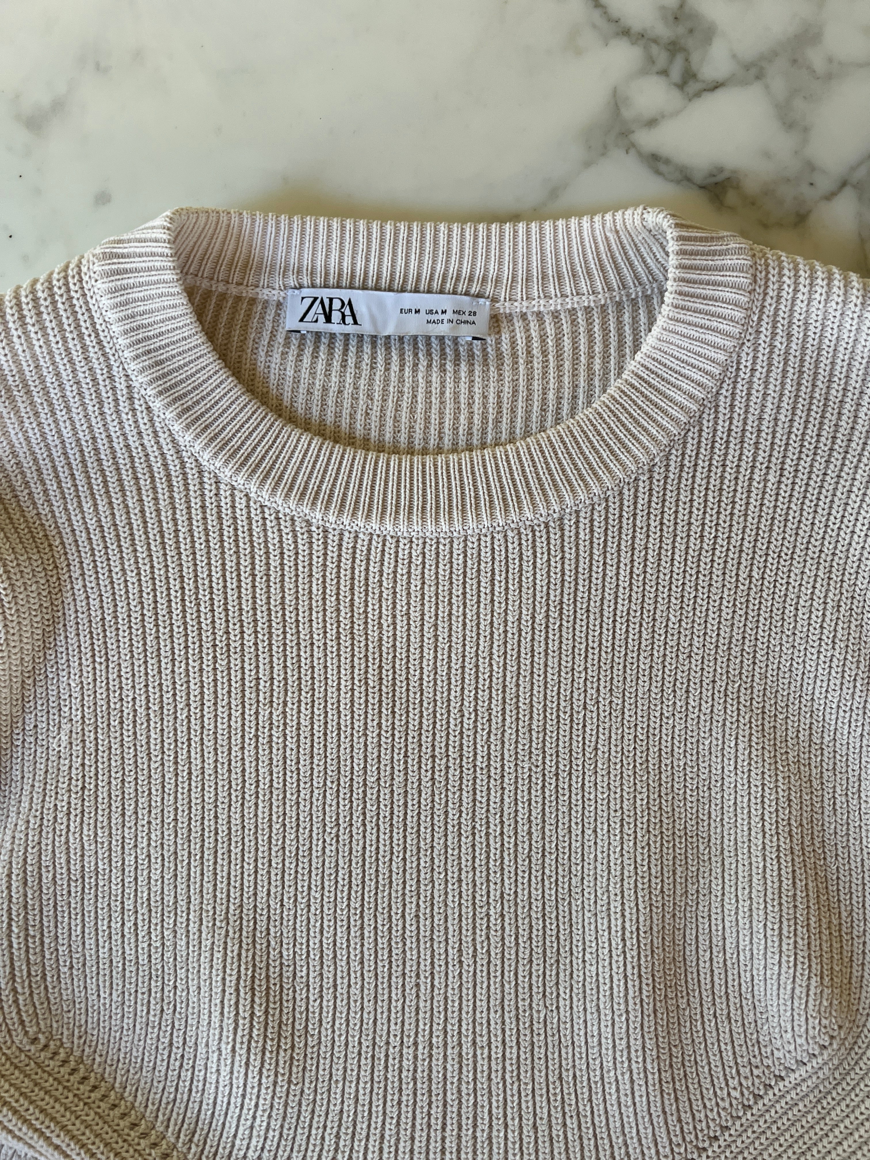 Pull Zara beige clair manches bouffantes