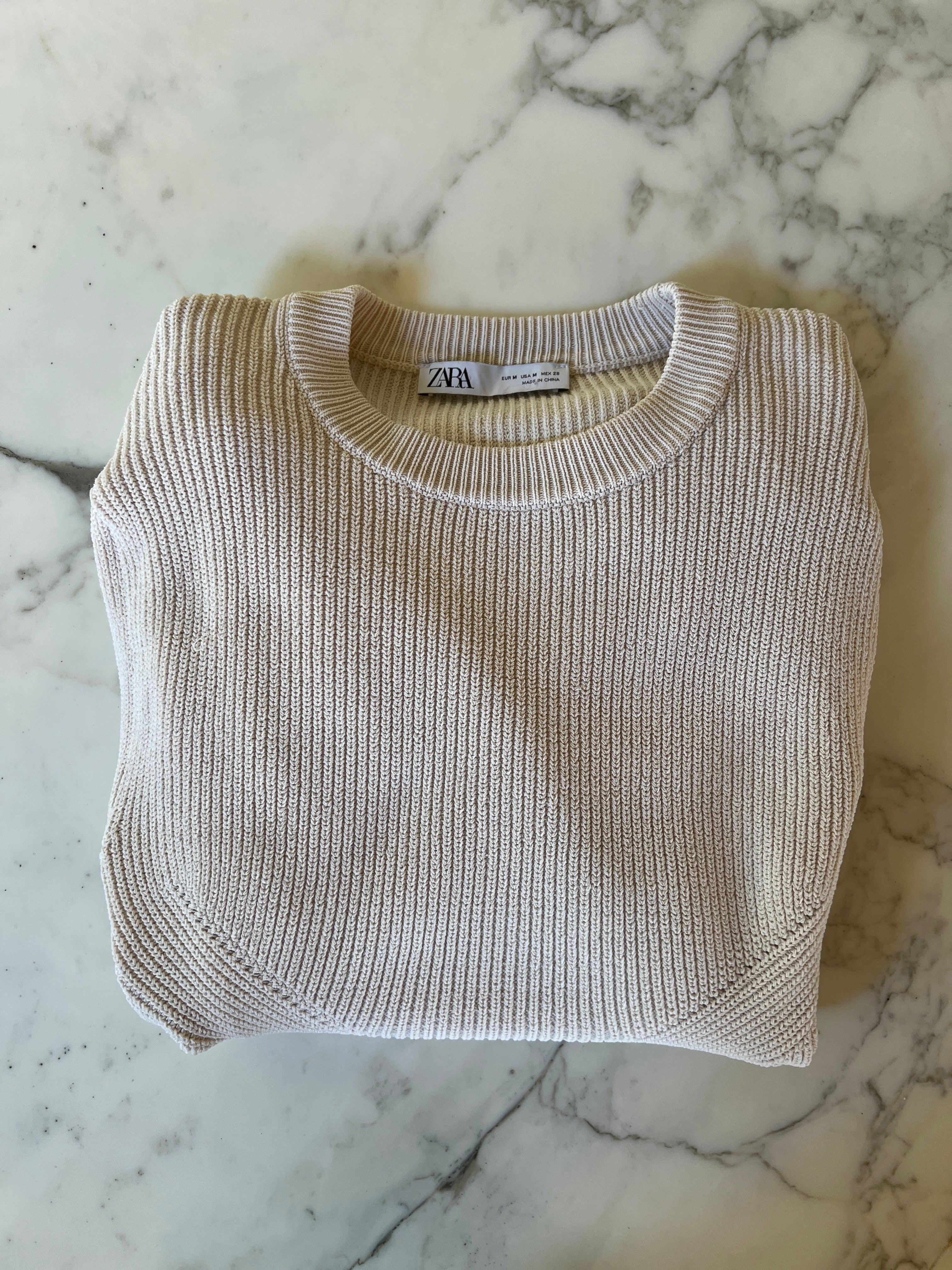 Pull Zara beige clair manches bouffantes