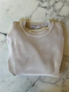 Pull Zara beige clair manches bouffantes