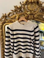 Charger l'image dans la galerie, Jade Leboeuf - Rails Pull à rayures beige et bleu marine T.XS

