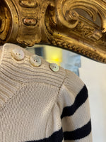 Charger l'image dans la galerie, Jade Leboeuf - Rails Pull à rayures beige et bleu marine T.XS
