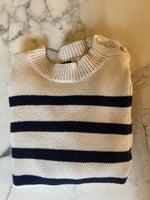Charger l'image dans la galerie, Jade Leboeuf - Rails Pull à rayures beige et bleu marine T.XS
