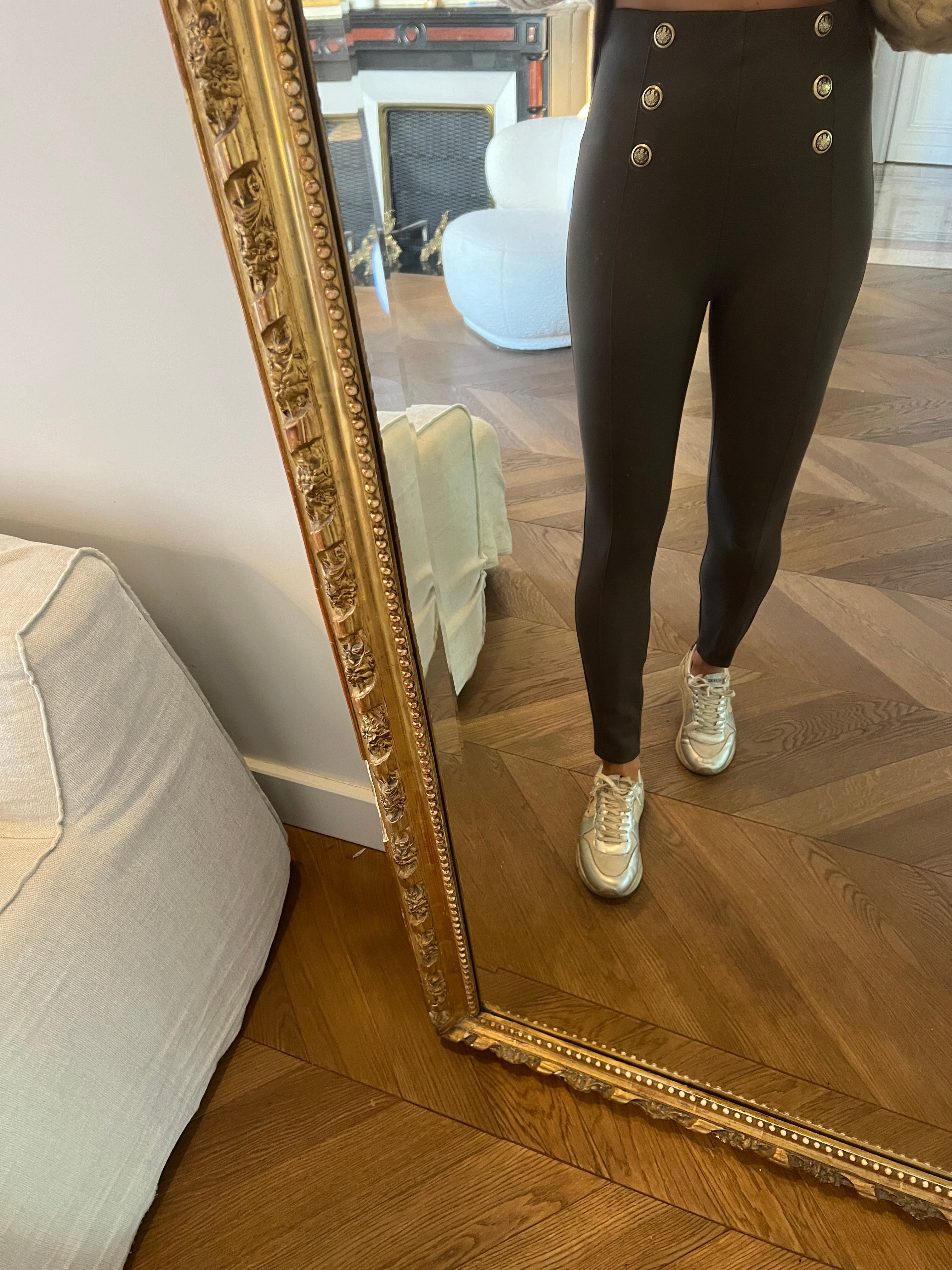 Legging Zara kaki boutons dorés