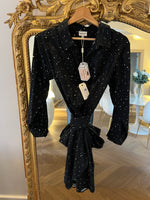 Charger l'image dans la galerie, Tajine Banane - Robe noire tachetée blanc T.XS
