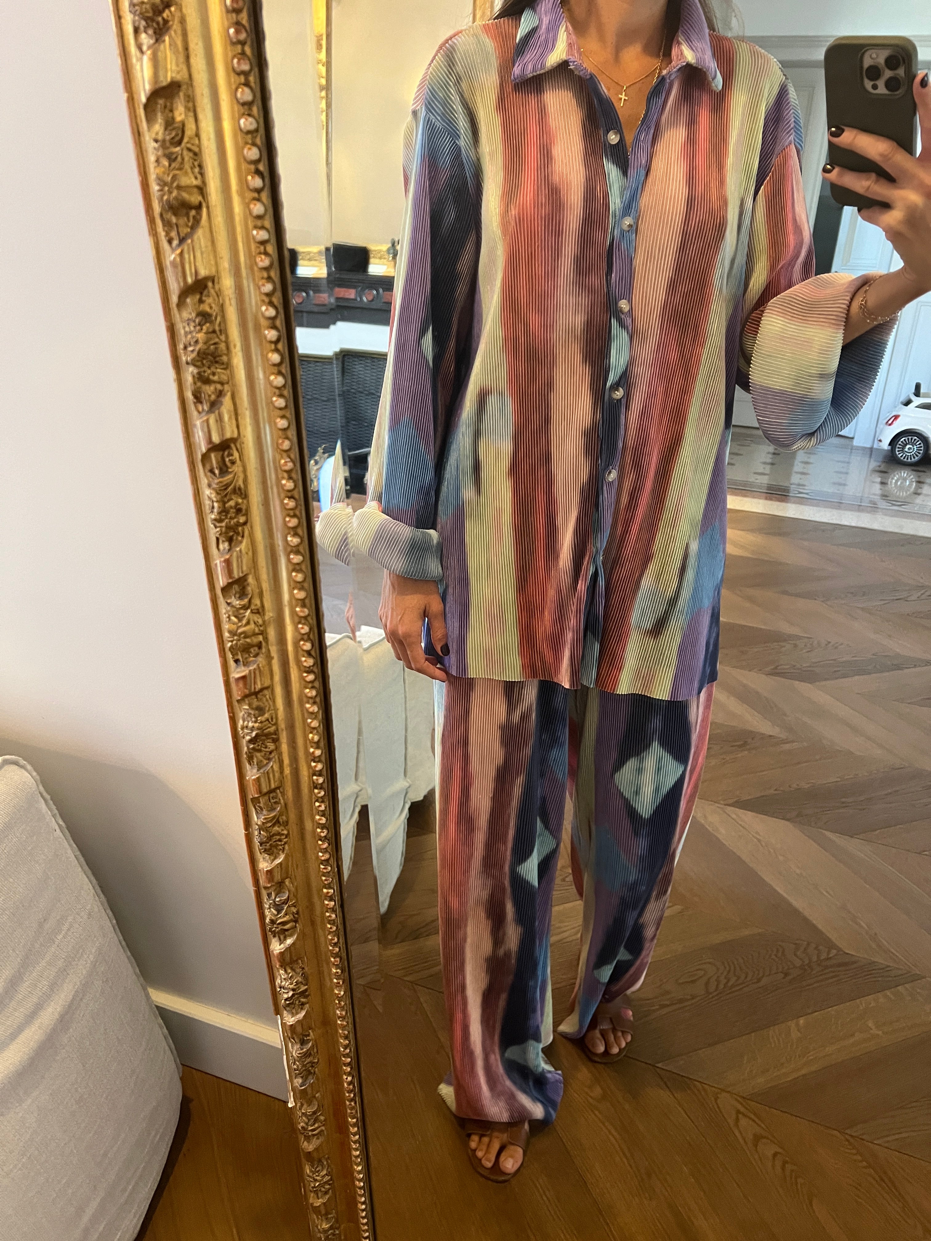 Malika Menard Ensemble chemise et pantalon JCL coloré