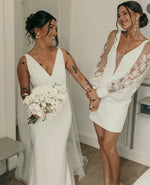 Charger l'image dans la galerie, Lucie Gabossi - Rime Arodaky Robe blanche manches en tulle brodé fleuri
