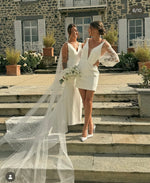 Charger l'image dans la galerie, Lucie Gabossi - Rime Arodaky Robe blanche manches en tulle brodé fleuri
