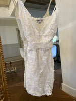 Charger l'image dans la galerie, Lucie Gabossi - Sabo Luxe Combishort blanche de soirée à papilles
