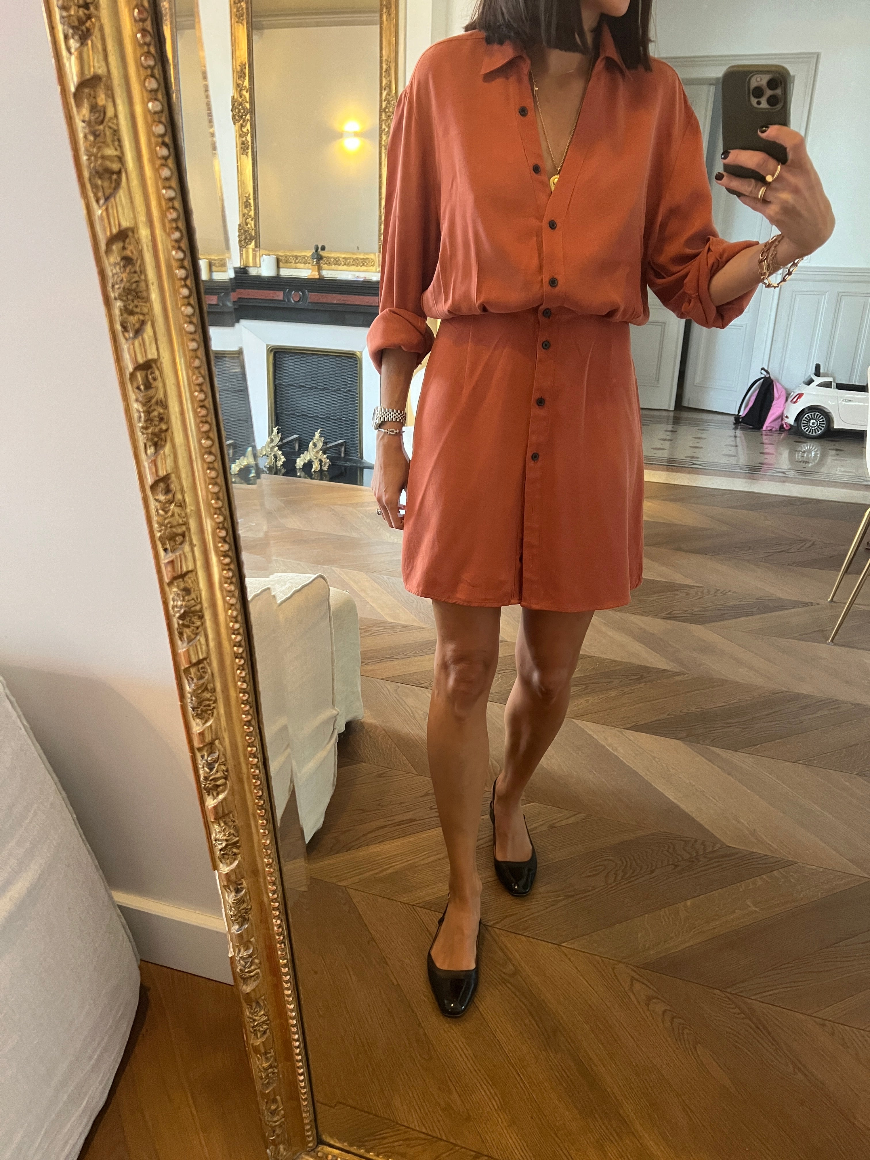 Robe Kookai boutonée Terracotta