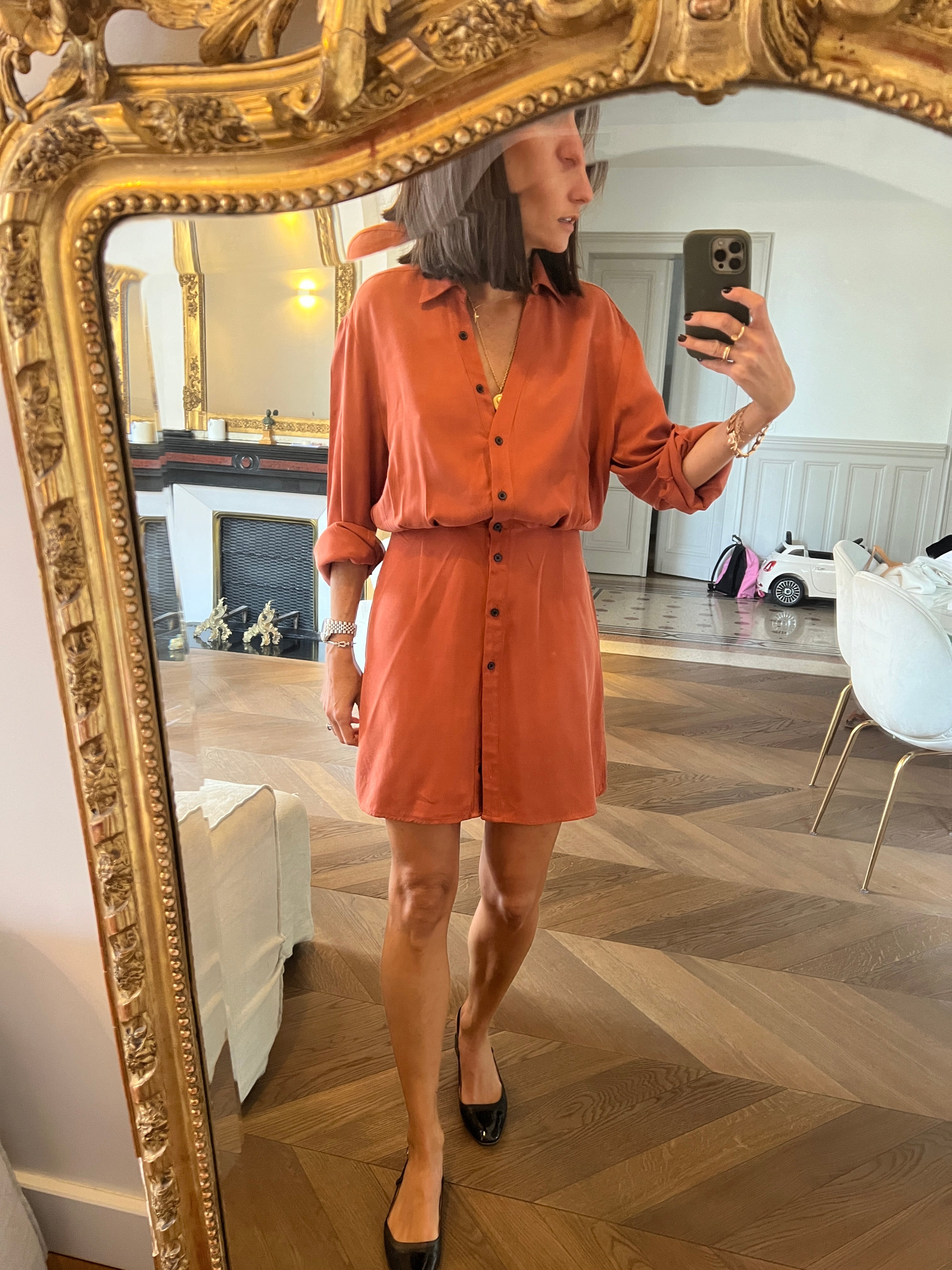 Robe Kookai boutonée Terracotta