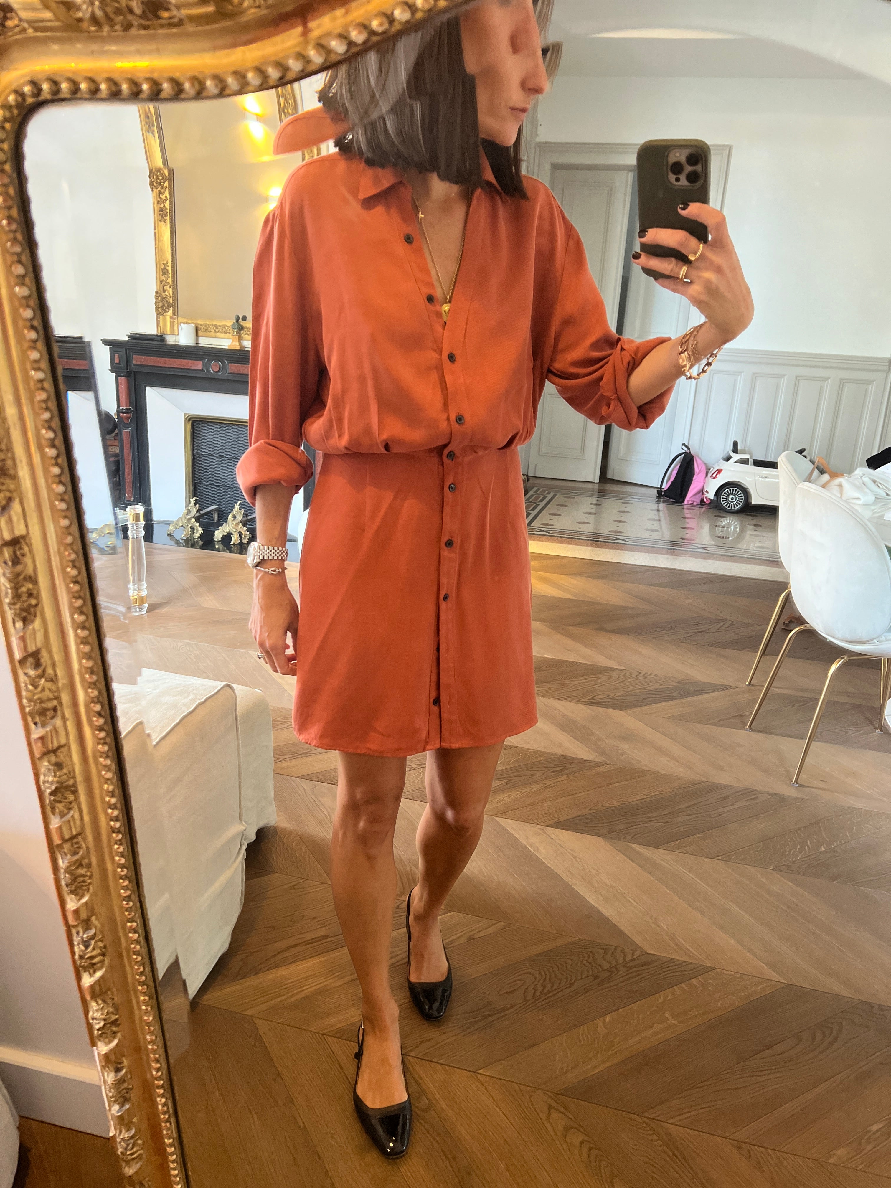 Robe Kookai boutonée Terracotta