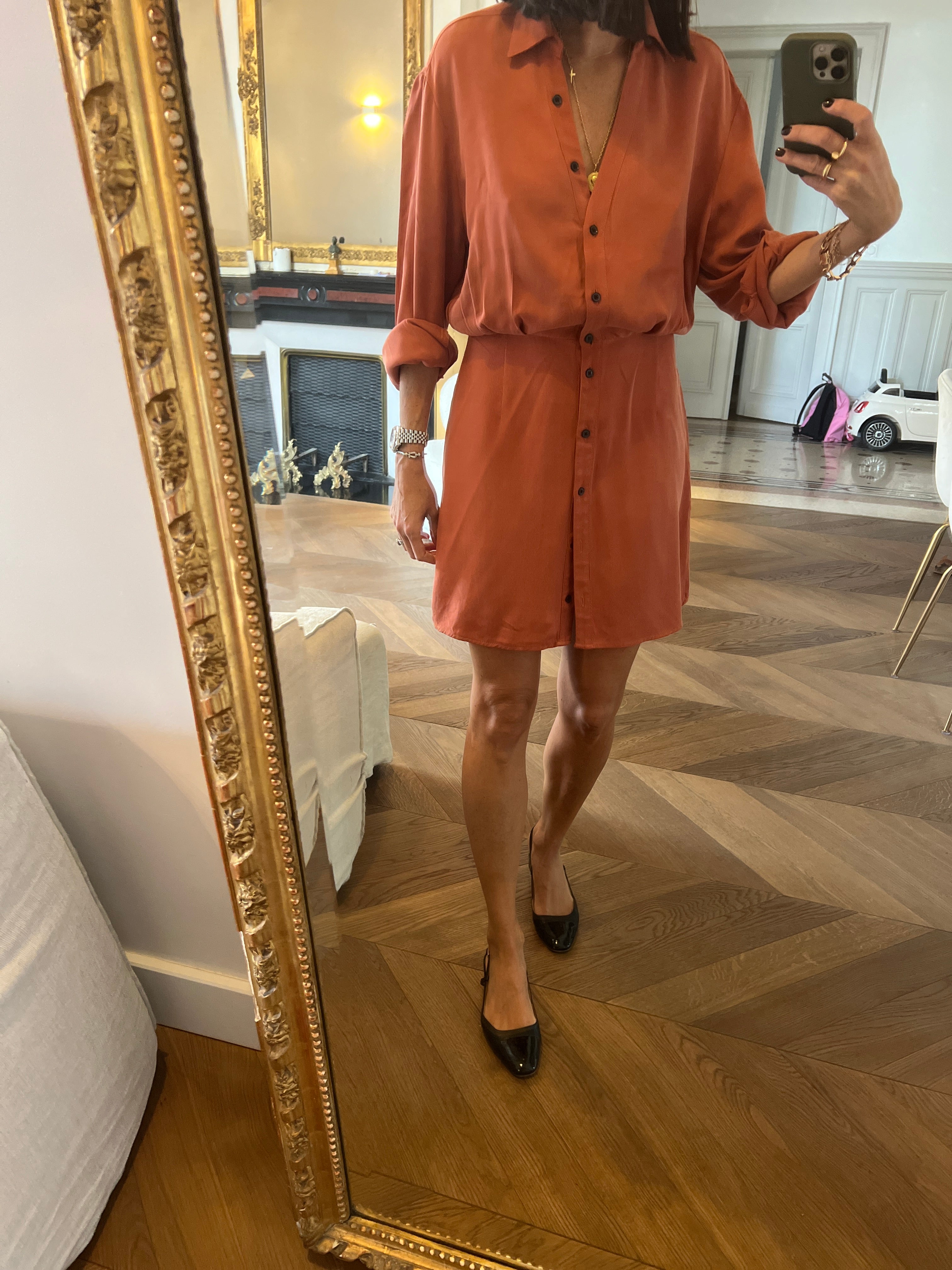 Robe Kookai boutonée Terracotta