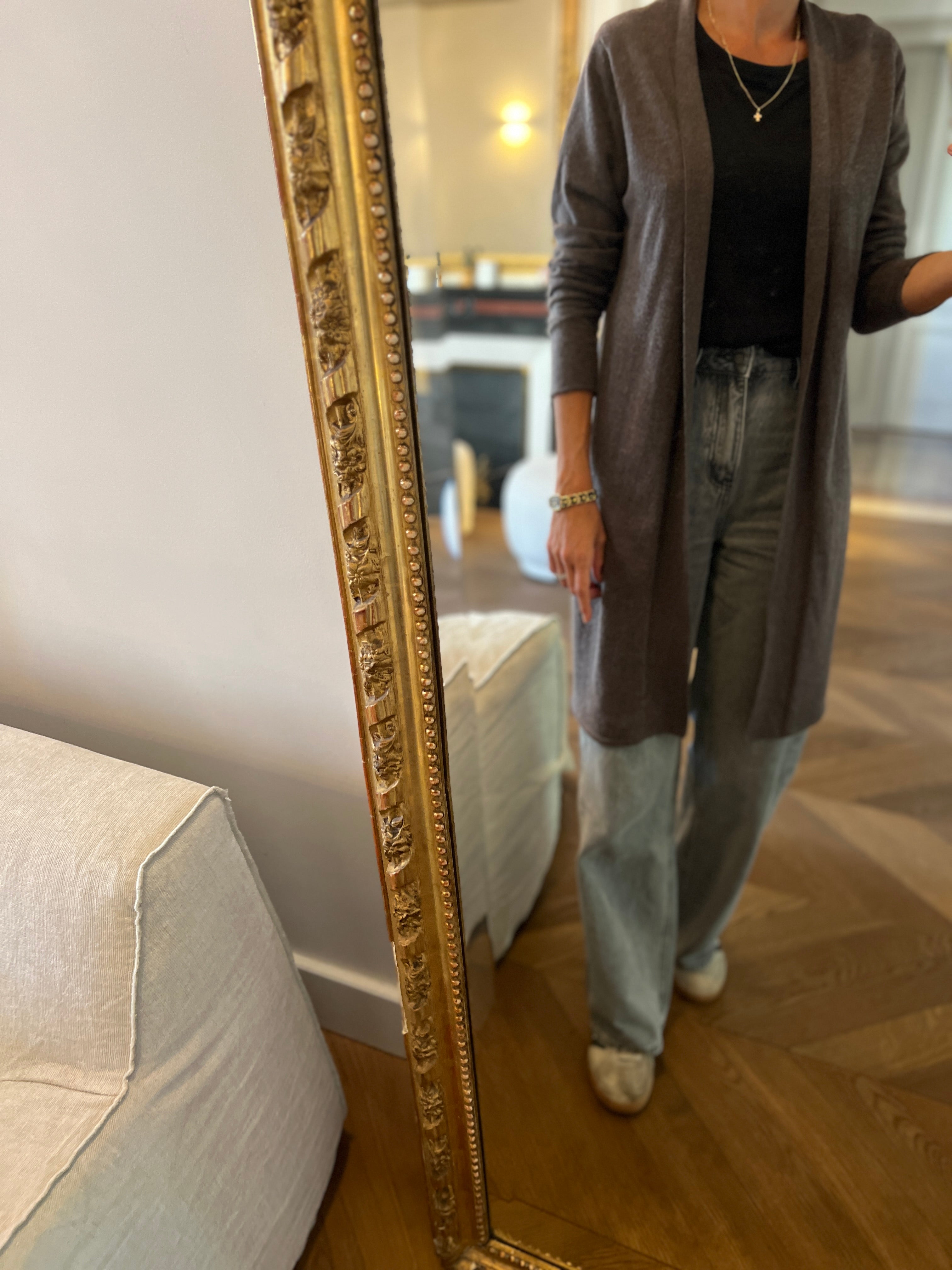 Apostrophe -  Gilet long gris en cachemire