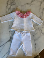 Charger l'image dans la galerie, Jacadi - Ensemble blanc en double jersey col rose T.12 mois
