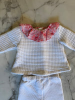 Charger l'image dans la galerie, Jacadi - Ensemble blanc en double jersey col rose T.12 mois
